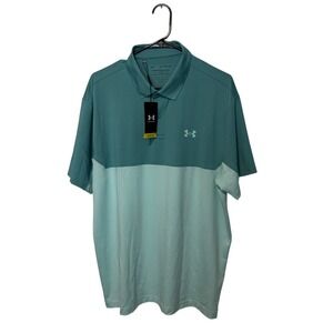 Under Armour Polo Shirt Mens XL Green Blue Teal Golf Performance Stretch NWT